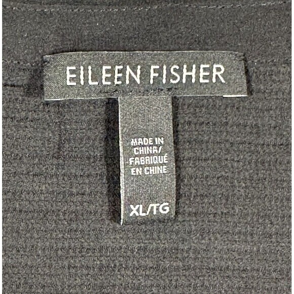 Eileen Fisher Silk Tunic Women’s XL Black Slit Asymmetric Loose Fit Blouse - Picture 4 of 10